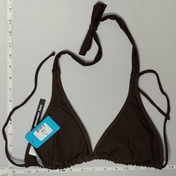 NWT California Waves Stringy Brown bikini Top - Picture 2 of 3